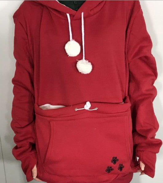 Cute Hoodies Pullover Sweatshirts With Pet Pocket for Winter Women