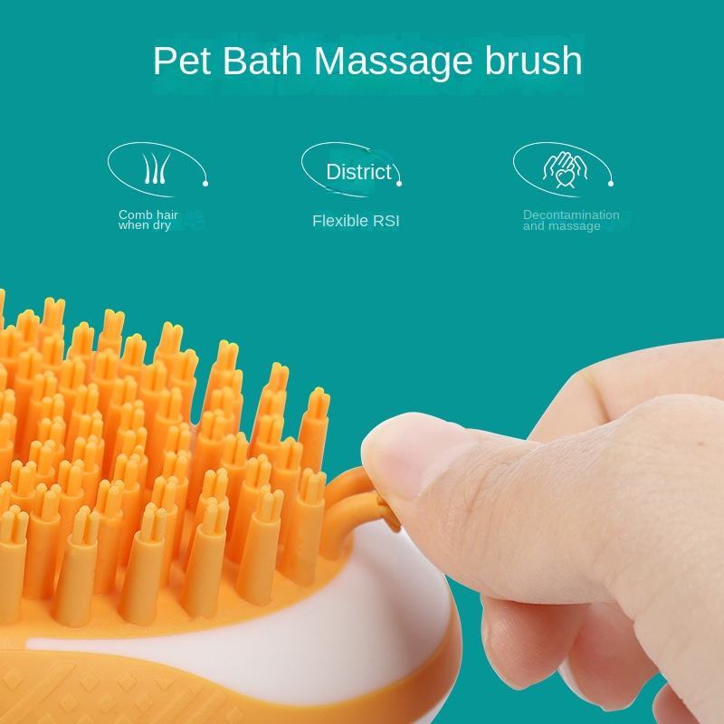 Dog Cat Bath Brush 2-in-1 Pet SPA Massage Comb Soft Silicone Pets Shower Hair Grooming Cmob Dog Cleaning Tool Pet Products - Minihomy