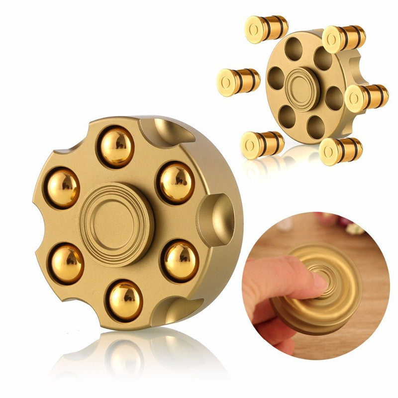 Brass Gun Revolver Fidget Spinner - Copper Hand Spinner, Detachable Rotating Sensory Toy for Kids & Adults - Minihomy