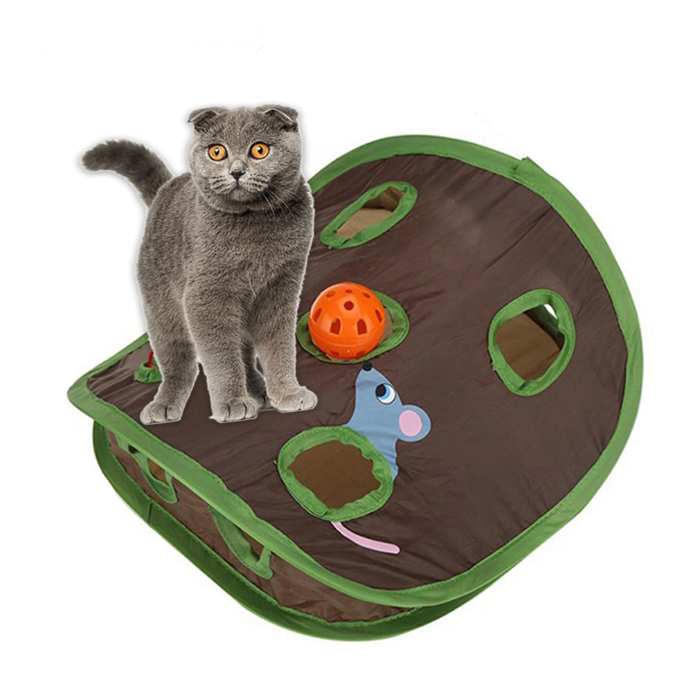 Cute Pet Cat Interactive Hide and Seek Game Tunnel Mouse Hunt Toy