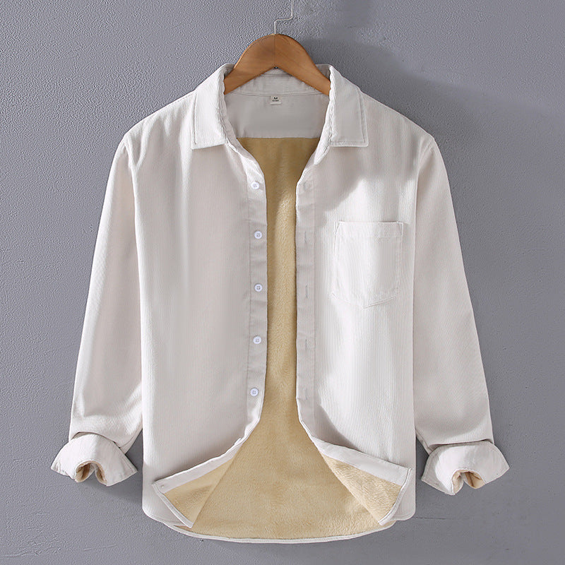 Men's Square Collar Cotton Corduroy Padded Shirt