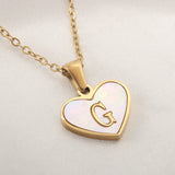 26 Letter Heart-shaped Necklace White Shell Love Clavicle Chain Necklace For Women - Minihomy