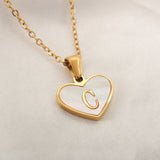 26 Letter Heart-shaped Necklace White Shell Love Clavicle Chain Necklace For Women - Minihomy