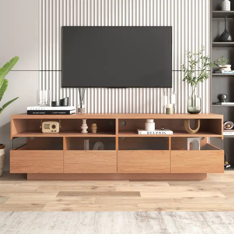 Çekmeceli ve Açık Raflı 75" TV Sehpası - Modern Medya Konsolu