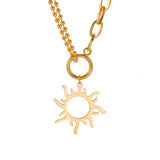 Titanium Steel Sun Pendant Necklace Clavicle Chain