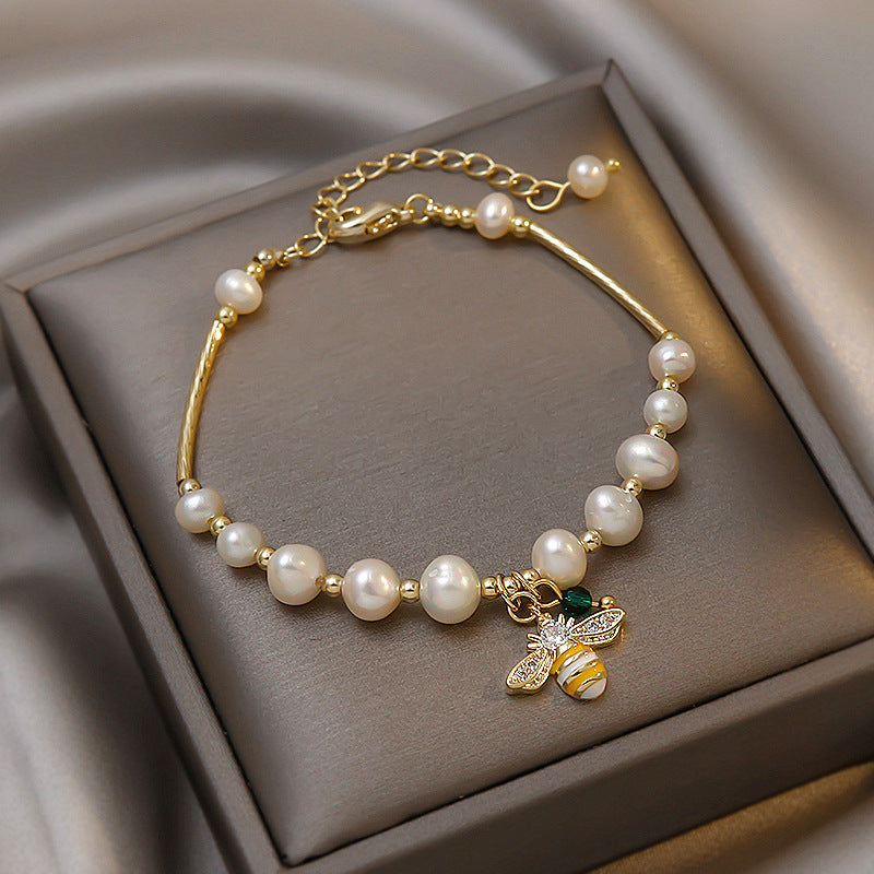 Baroque Freshwater Pearl Bee Bracelet Simple Personality - Minihomy