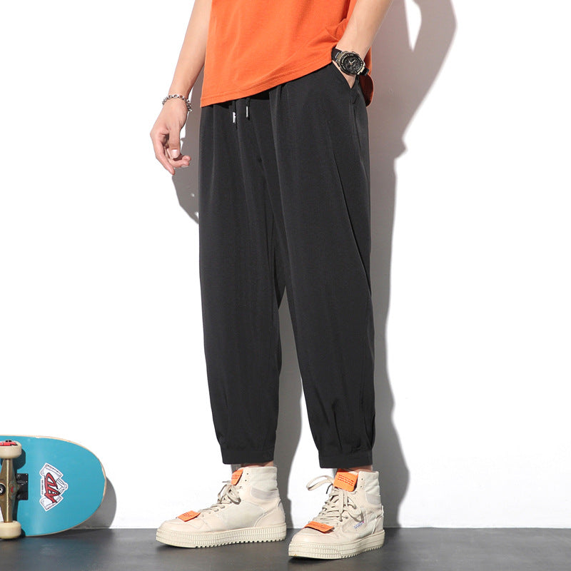 Drawstring Pants - Summer Casual Ice Silk Trousers for Men