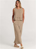 Casual Suit Summer Sleeveless Pleated Vest And Wide-leg Cropped Pants Two Piece Sets - Minihomy