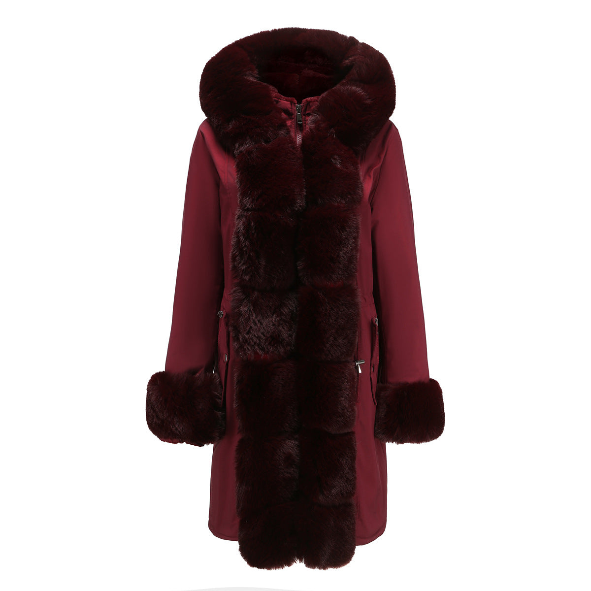 Women's Cotton-padded Coat Detachable Fur Collar Mid-length Long Sleeve Parka