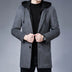 Mens Detachable Hooded Woolen Winter Coat Jacket Mid-Length Single Breasted - Minihomy