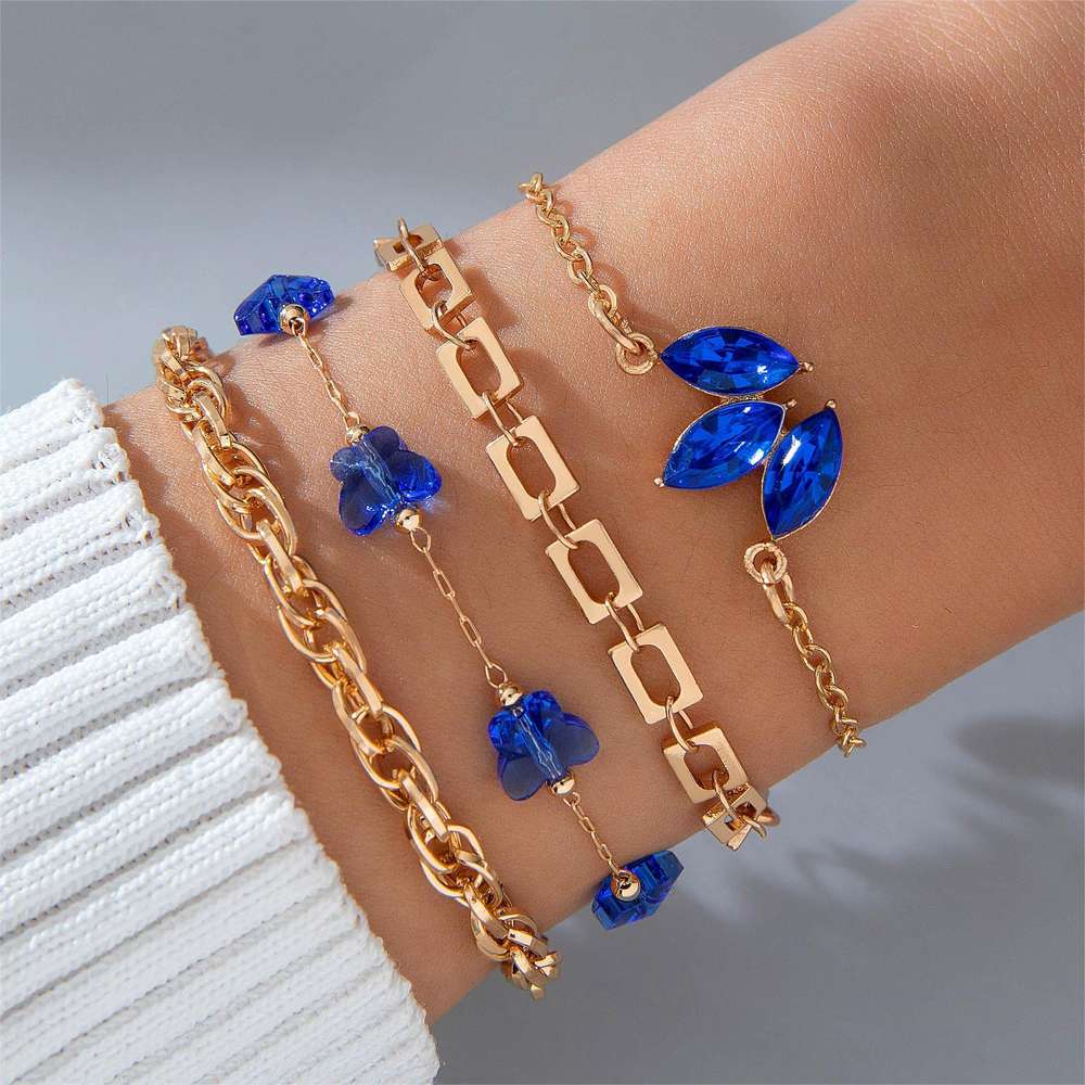 Blue Flower Love Butterfly Bracelet Set: Stylish and Elegant - Minihomy