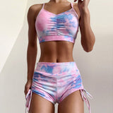 Tie-dye Bikini Shorts Suit Push-up Brazilian Swimsuit Bikini