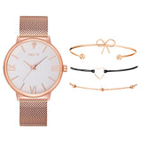 4pcs/Set Dress Women Rose Gold Watches Luxury Ladies Wrist Watch Female Quartz Clock Bracelet