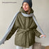 Hooded Cotton Jacket Slim-fit Lace Up Lapel Long Sleeve Plaid Long - Minihomy