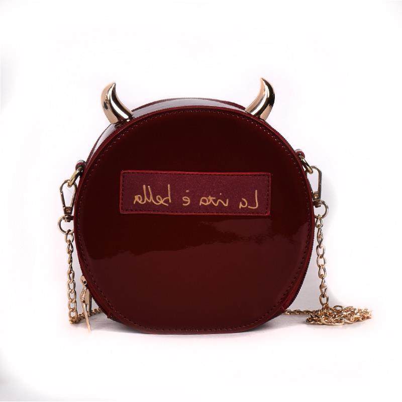 Personalized Corner Patent Leather Shoulder Bag - Little Devil Bag Chain Crossbody Bag