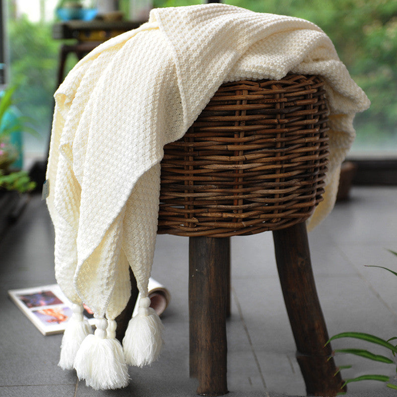 Knitted Blanket Bed End - Nordic Woolen Sofa Blanket