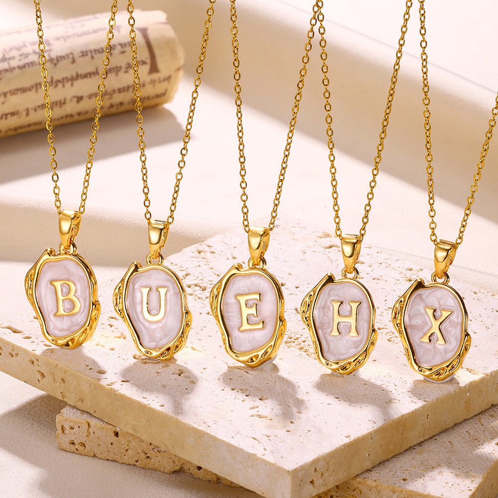 Simple 26 Letters Drop Oil Three-dimensional Necklace: Personalized Elegance