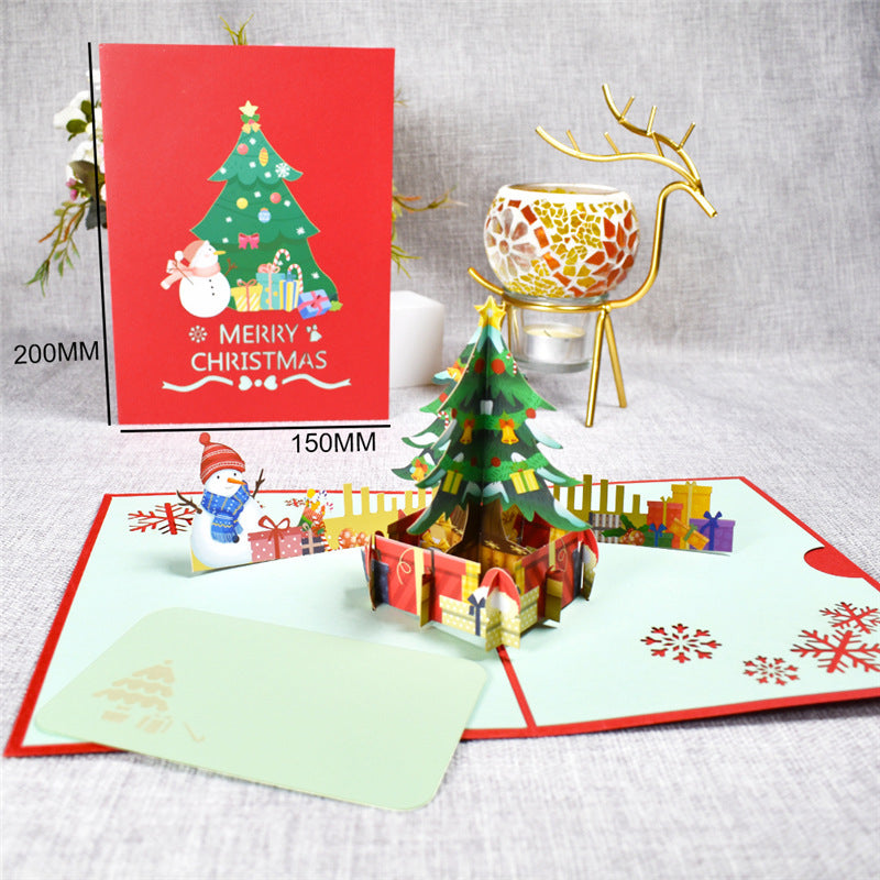 3D Merry Christmas Cards Christmas Tree Winter Gift Pop-Up Cards Christmas Decoration Stickers - Minihomy