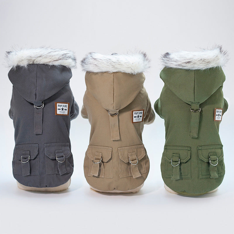 Warm & Waterproof Dog Coat with Cap - Winter Dog Apparel