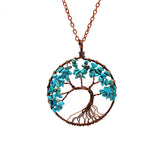 Tree Of Life Pendant Necklace Copper Crystal Natural Stone Necklace