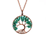 Tree Of Life Pendant Necklace Copper Crystal Natural Stone Necklace