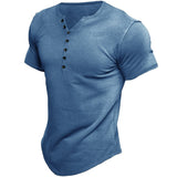 Men's Casual Solid Color Button Sleeve Top