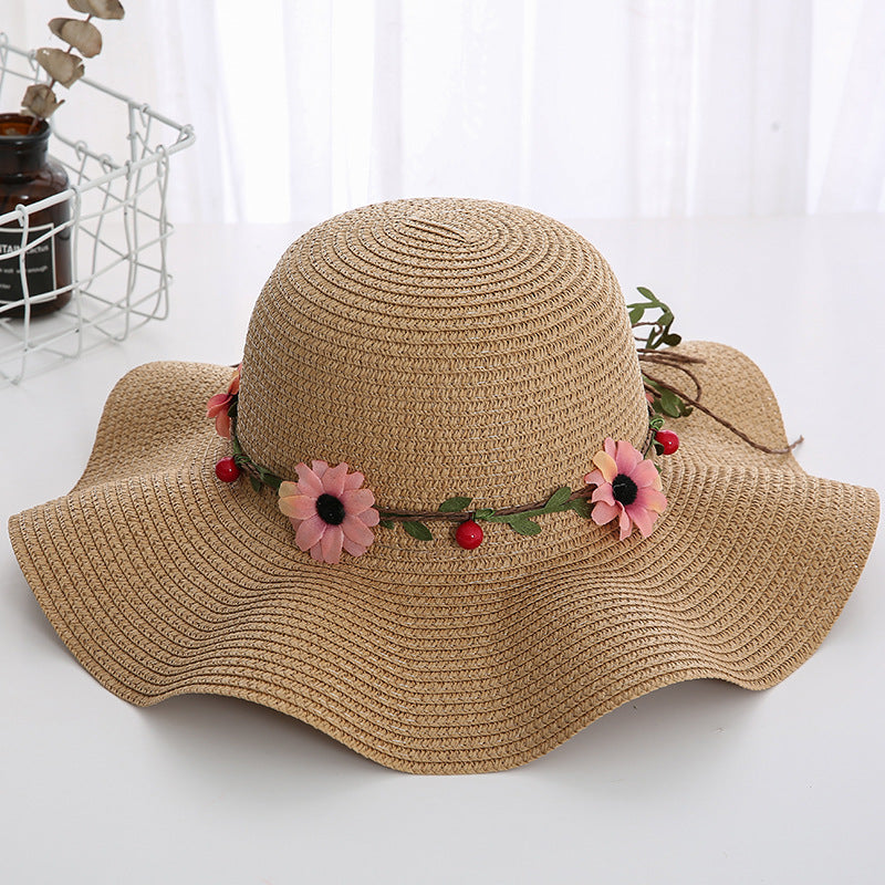 Women's Wavy Edge Big Brim Straw Hat