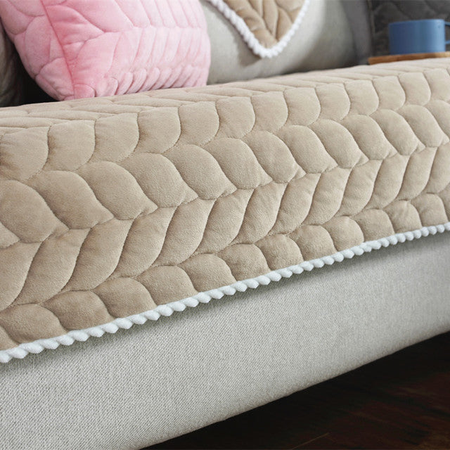 Thicken Plush Quilted Sofa Towel Anti-slip Couch Covers for Sofa: Cozy Winter Comfort