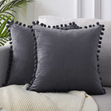 Ball lace pillow velvet solid color sofa short plush ball cushion cover