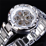 Forsining Mechanical Automatic Ladies Watches Top Brand Luxury Rhinestone Female Wrist Watches Rose Gold Stainless Steel Clock