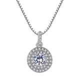 Crystal Round Pendant Necklace Charm Silver Color Chain Necklaces For Women - Minihomy