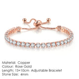 Round Zircon Single Row Full Diamond Tennis Bracelet