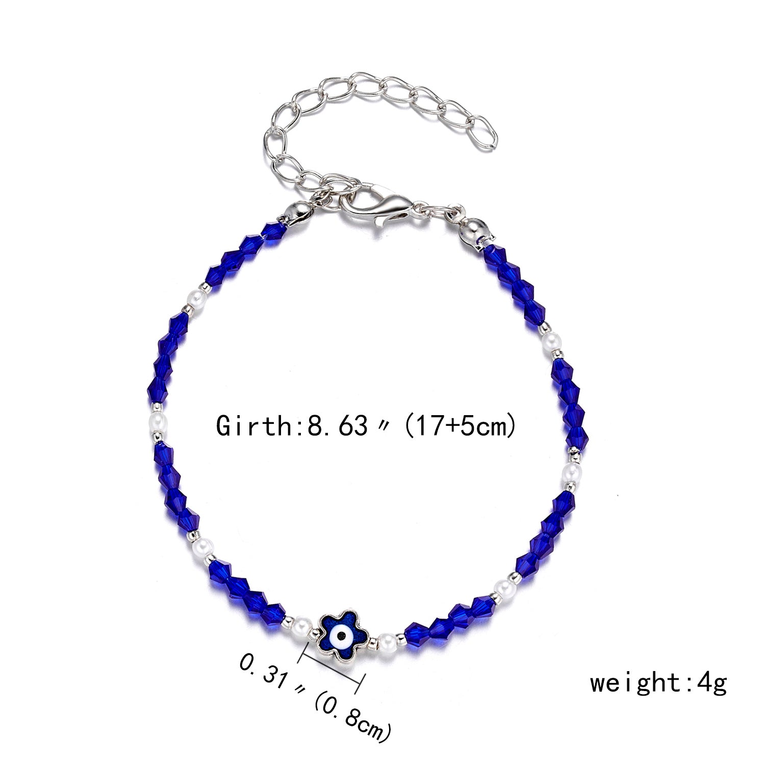 Women Blue Eyes Beads Bring You Lucky Peaceful Adjustable Bracelet