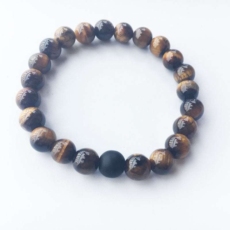 8mm Dumb Black Frosted Stone Tiger's Eye Bracelet Men And Women Couple Bracelets - Minihomy