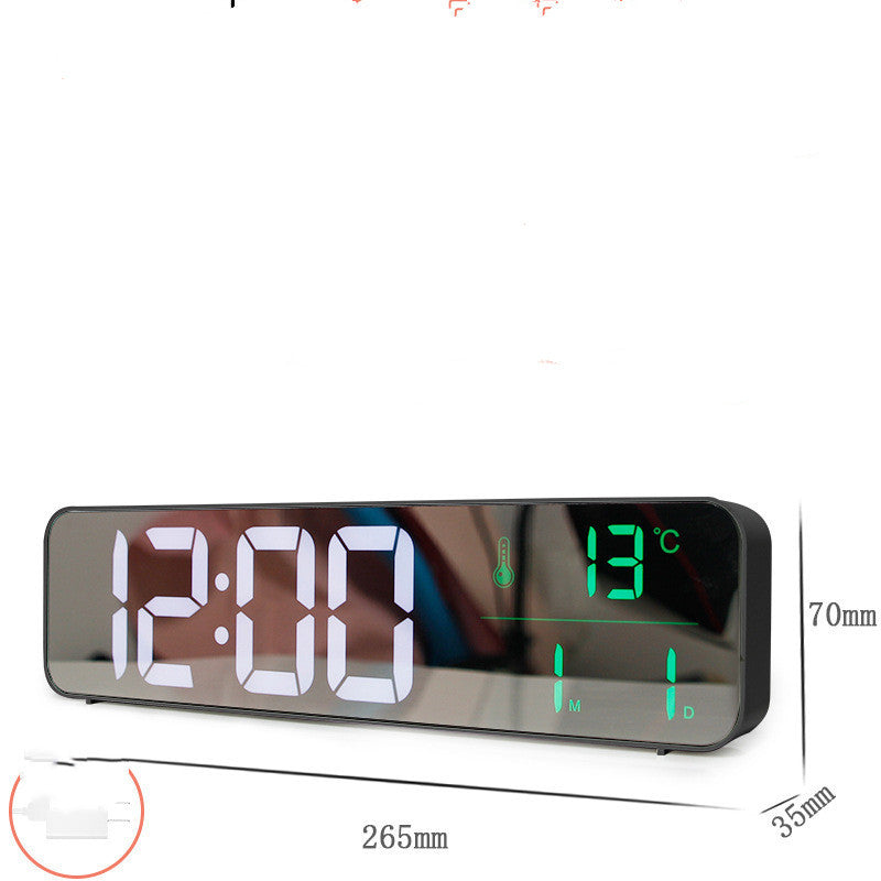 Music LED Digital Alarm Clock Temperature Date Display Desktop Mirror Clocks Home Table Decoration Electronic Clock - Minihomy