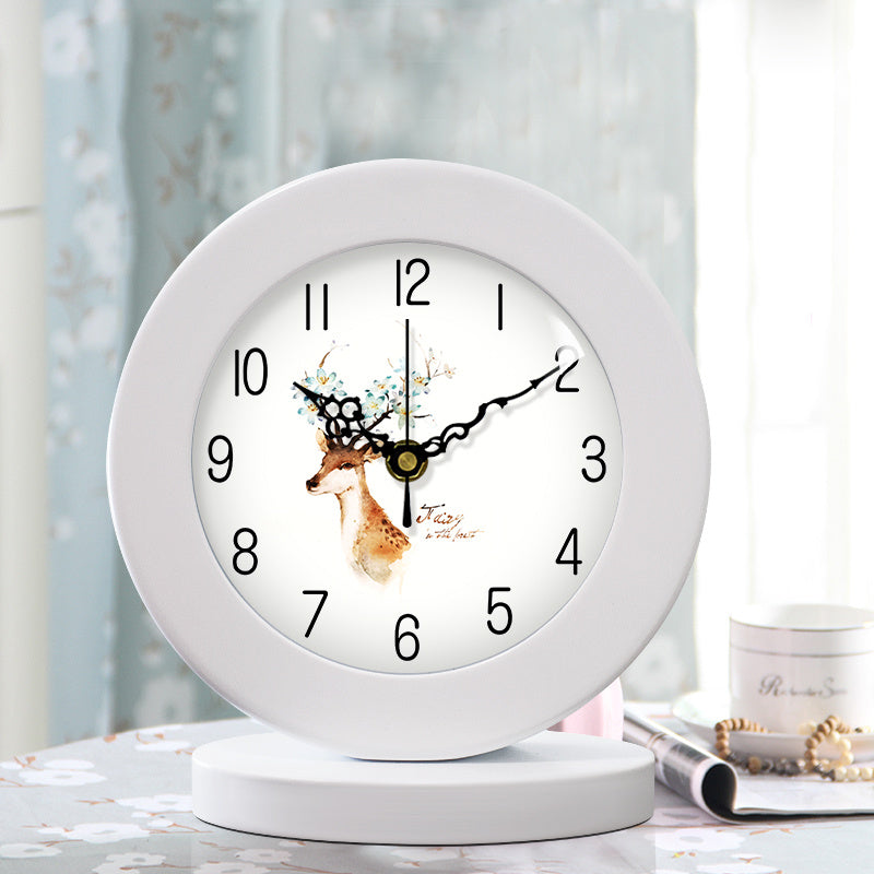 Living Room American Simple Wooden Clock Table Clock Mute Modern Bedroom Table Clock - Minihomy