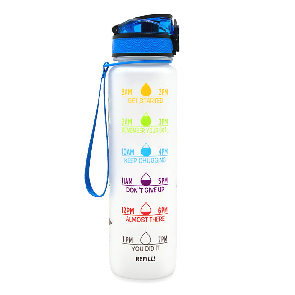 1L Tritan Water Bottle with Time Marker & Bounce Cover - Leakproof Bottle for Sports, Fitness, Cycling