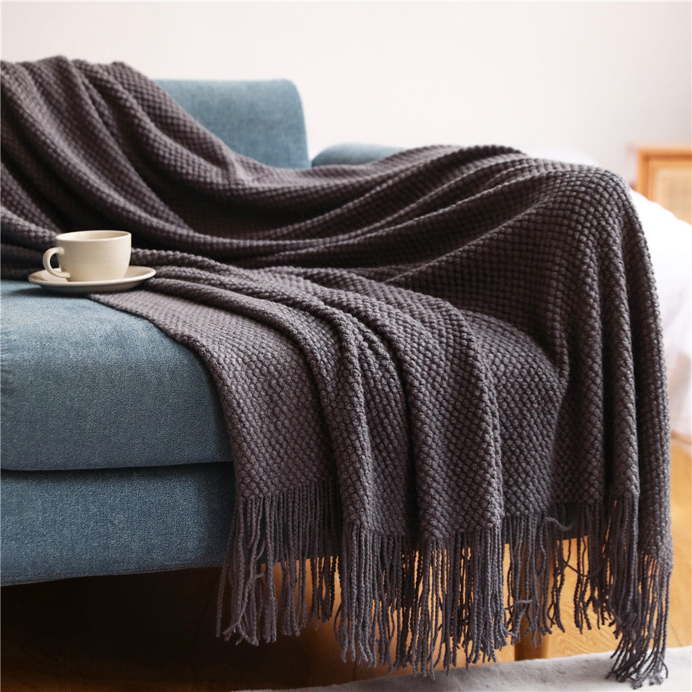 Warm Air Conditioning Blanket Hotel Bed End Towel Knitted Blanket Sofa Cover