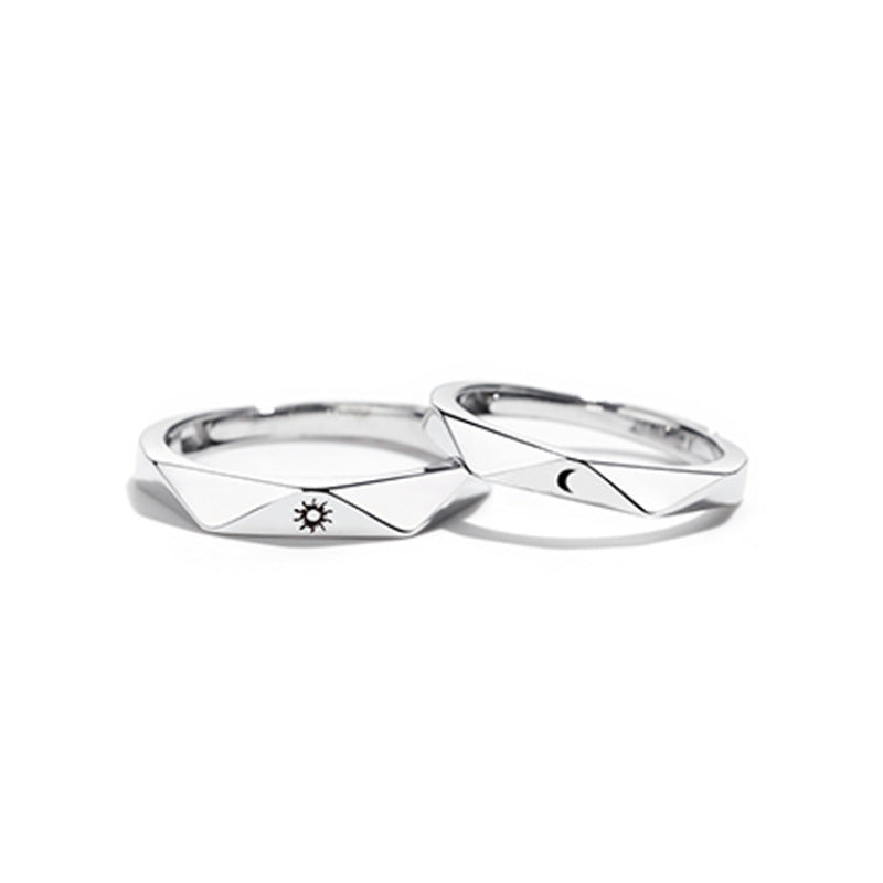 Sun and Moon Couple Rings Valentine's Day Gifts Simple Opening Men and Women