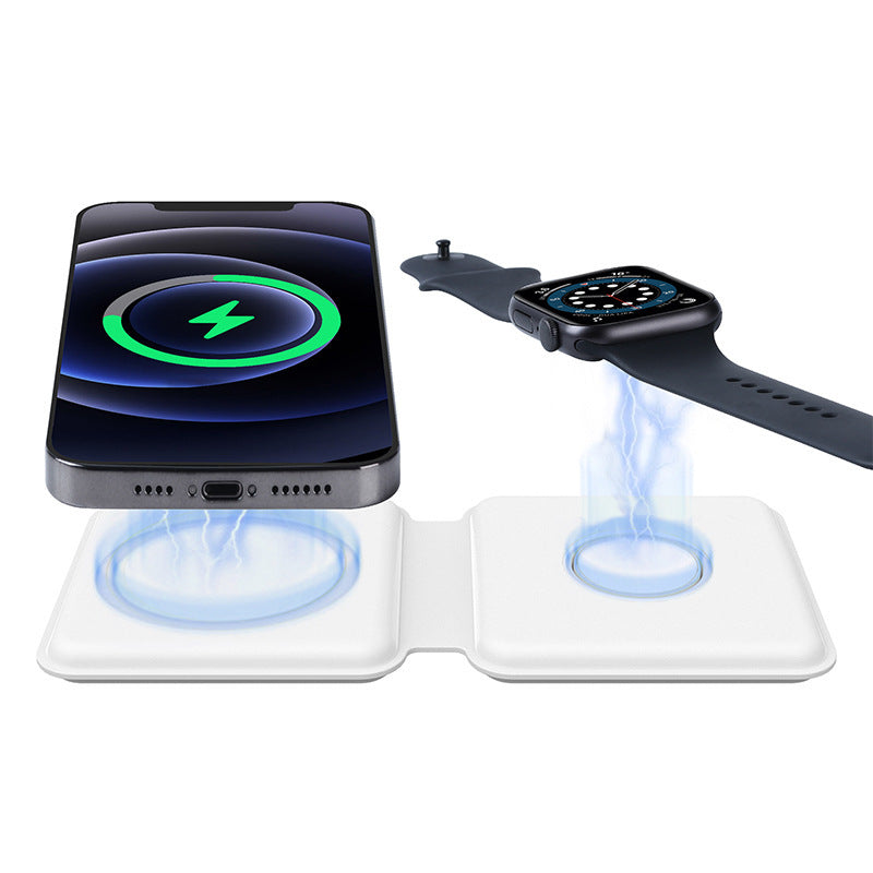 2-in-1 Magnetic Wireless Charger - 15W Fast Charging Pad for iPhone & Android