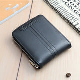 Korean fashion men''s short wallet classic popular horizontal large capacity zipper multi Card Business Wallet