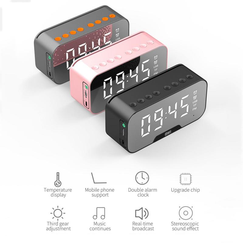 Alarm Clock Clock Wireless Bluetooth Speaker Mini Home Outdoor Card Subwoofer Computer Audio - Minihomy