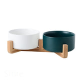 Cat & Dog Bowls, Double Ceramic Pet Food & Water Bowls, Anti-Tip Design