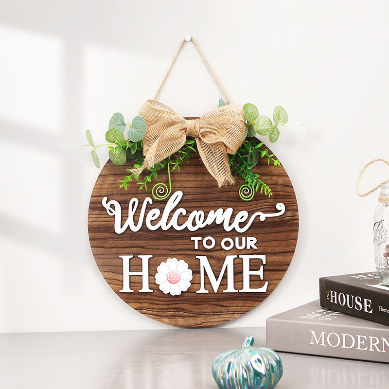 Wooden Door Hanger Ornaments with 14 Magnetic Stickers - Welcome Home Decor