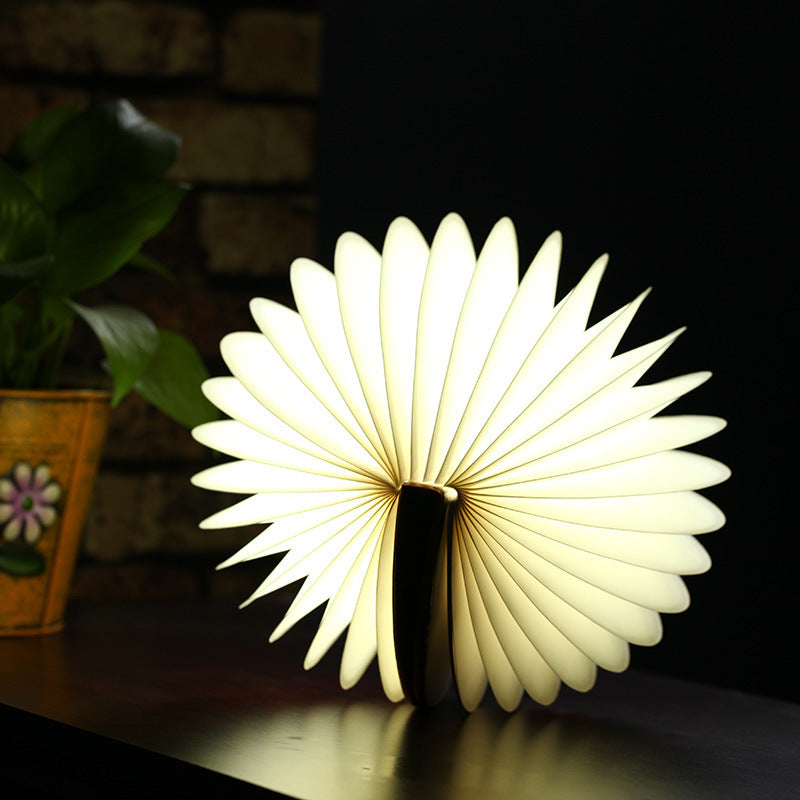 Leather Folding Flip Book Lamp with LED Light - Semicircle Design - Minihomy