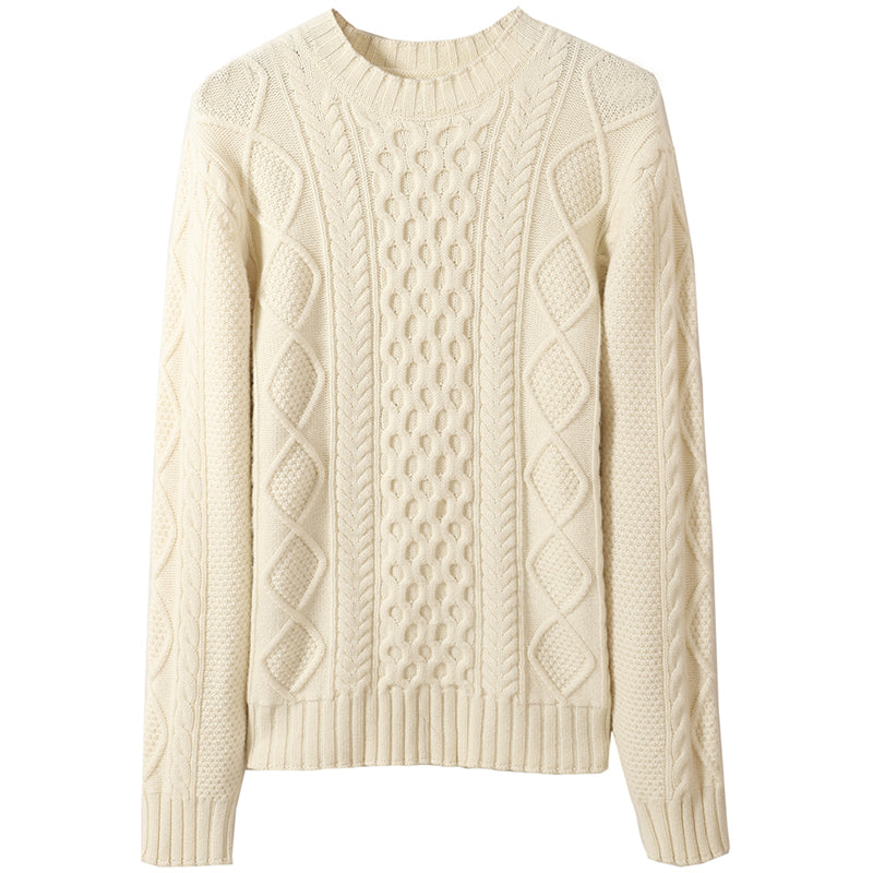Men's Round Neck Pure Woolen Sweater: Cozy Retro Twist for Autumn & Winter