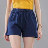 Washed Cotton Solid Color Shorts Women's Wear Loose Tight Waist Casual