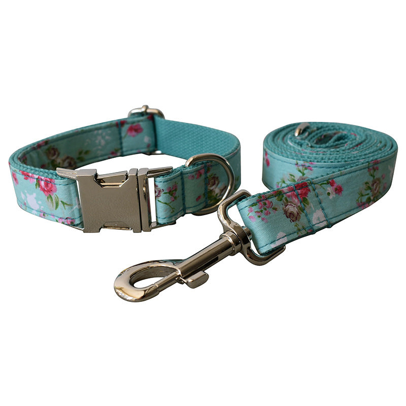 Green Rose Dog Collar Dog Leash Pet Collar - Minihomy