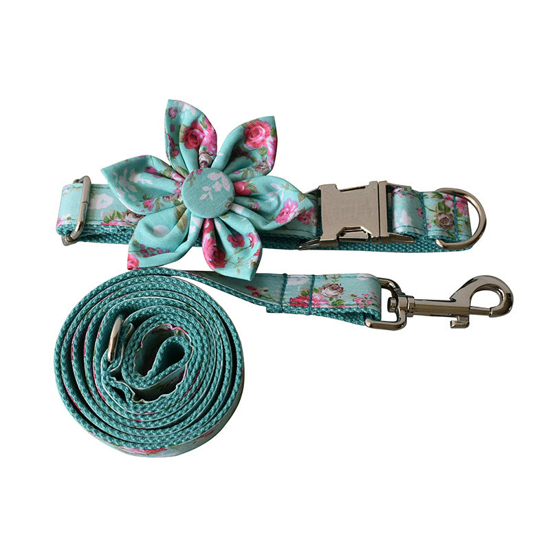 Green Rose Dog Collar Dog Leash Pet Collar - Minihomy