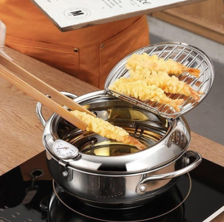 Stainless Steel Telescopic Folding Basket - Frying Basket with Thermometer